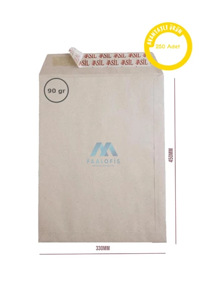 Dağtaş Kırtasiye Asil Doğan Torba Zarf 33x45 İmt.Kraft 90 gr Silikonlu 250 Adet - 3