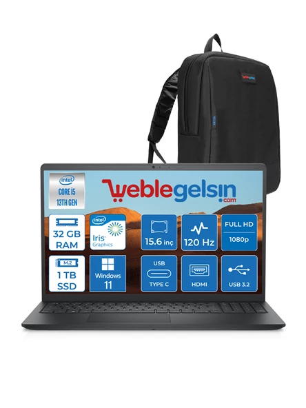 Dell Inspiron 3530 Intel Core I5-1334U 32GB 1tb SSD 15.6" 120Hz Fhd Windows 11 Pro I35303407WP05 + Zetta Çanta