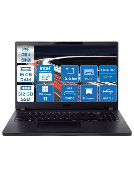 Acer Travelmate P2 Intel Core I5-1235U 16GB 512GB SSD Intel UHD Graphics Fhd 15.6" Windows 11 Pro Taşınabilir Bilgisayar TMP215WP01 + Zettaçanta