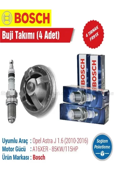 Bosch Opel Astra J 1.6 Bosch Buji Takımı 4 Tırnak 2010-2016  A16XER