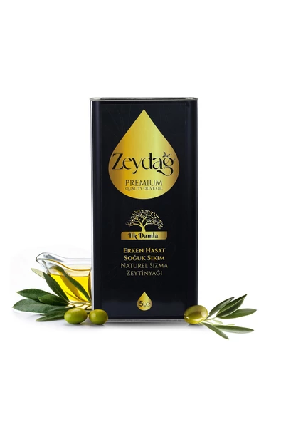 ZEYDAĞ İlk Damla 5 Lt Erken Hasat Soğuk Sıkım Naturel Sızma Zeytinyağı