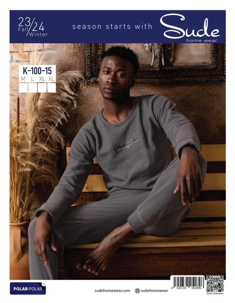 Sude Erkek Kışlık Polar Pijama Takımı K100/15 - 1 Adet  L Antrasit