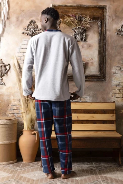 Sude Erkek Kışlık Polar Pijama Takımı M100/6 - 1 Adet  XL Gri - 2