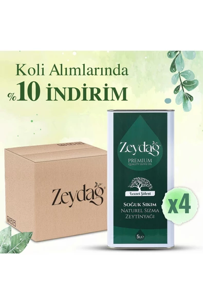 ZEYDAĞ Lezzet Şöleni 5 Lt Soğuk Sıkım Naturel Sızma Zeytinyağı 4'lü Koli