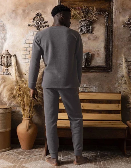 Sude Erkek Kışlık Polar Pijama Takımı K100/15 - 1 Adet M Antrasit - 4