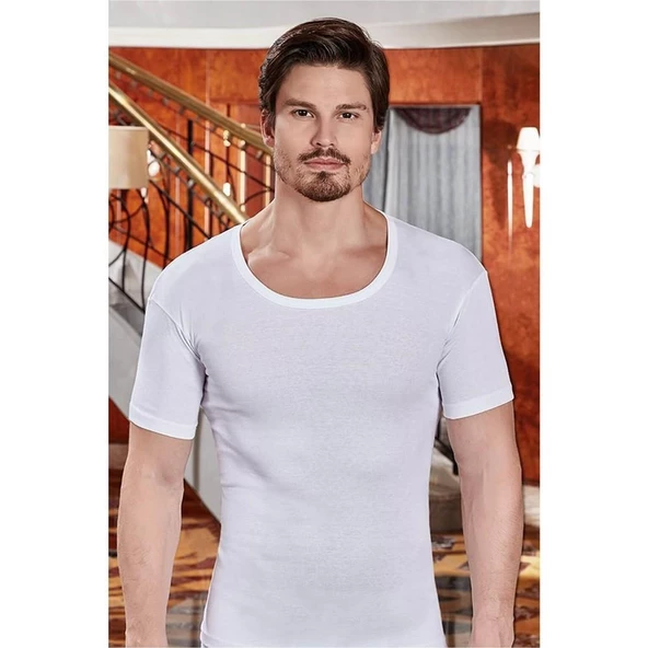 BERRAK 1002 Açık Yaka Erkek Fanila 6 Adet   Beyaz 4XL - Resim 2