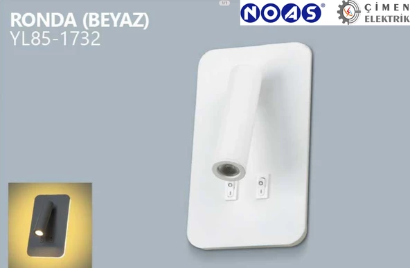 Noas YL85 1732 Beyaz Kasa Ronda Led Dekoratif Aplik 3+7W 3200K Gün Işığı - 2