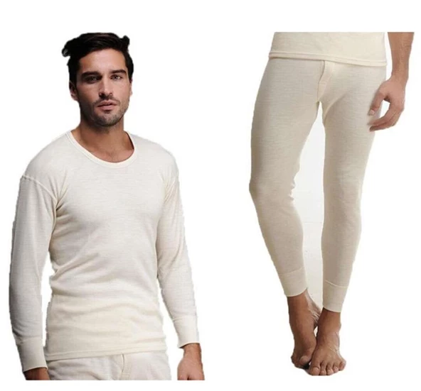 Hasyün Erkek Yün Uzun Kollu Fanila Uzun Don İçlik Set 102 - 101- 1 Set  XL Ekru - Resim 2