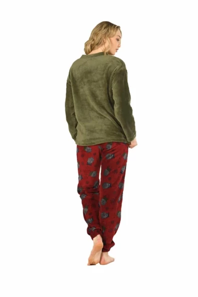 Jiber Kadın Welsoft Kışlık Pijama Takımı 3917 - 1 Adet  Haki S - 3