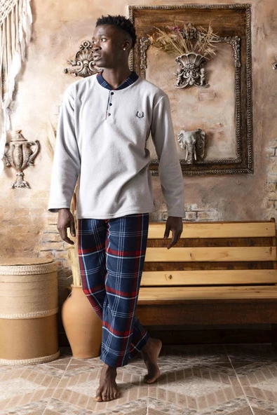 Sude Erkek Kışlık Polar Pijama Takımı M100/6 - 1 Adet  XL Gri