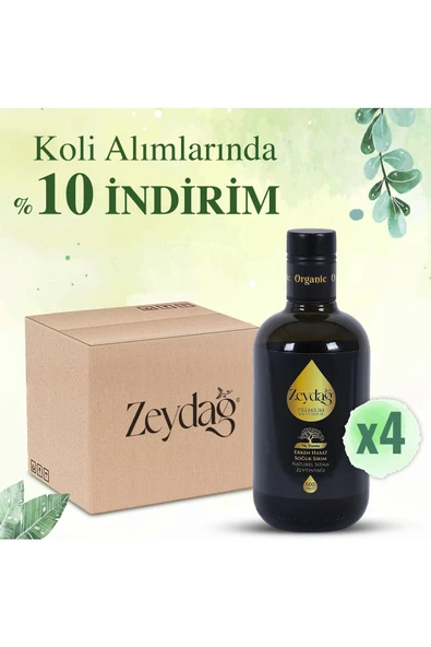 ZEYDAĞ İlk Damla 500 ml Erken Hasat Soğuk Sıkım Naturel Sızma Zeytinyağı 4'lü Koli