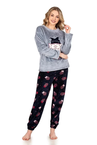Jiber Kadın Welsoft Kışlık Pijama Takımı 3917 - 1 Adet  L Gri