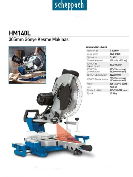 Scheppach Hm140l Elektrikli Gönye Kesme Makinası 305MM - 3