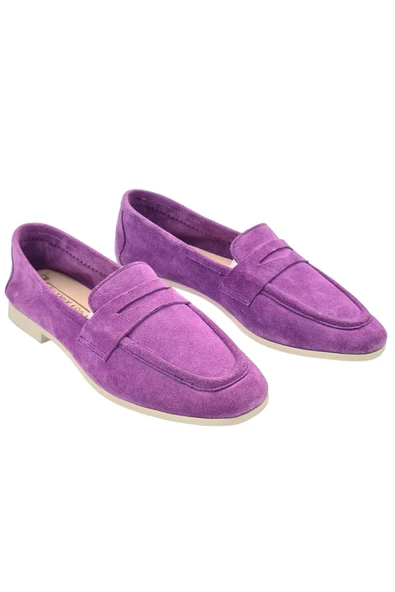 Hakiki Deri Mor Kadın Günlük Ayakkabı - 2