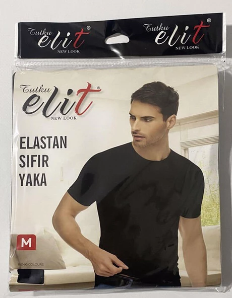 Tutku Elit Erkek Sıfır Yaka Likralı Kısa Kol Fanila Atlet 1301 - 3 Adet  Siyah L - Resim 4