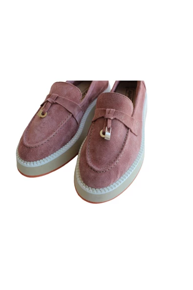 Gerçek Deri Pudra Süet Günlük Kadın Ayakkabı - Resim 6