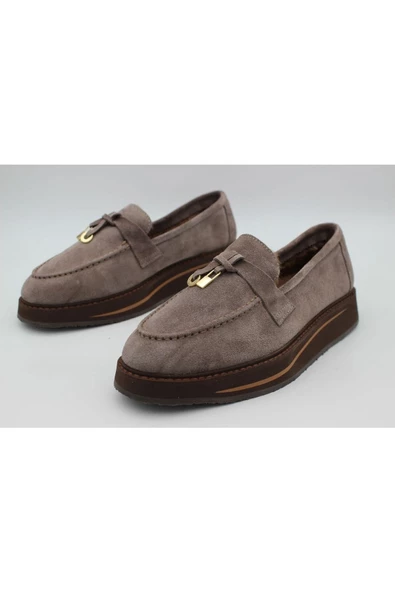 Hakiki Deri Vizon Kadın Ayakkabı Loafer Makosen Deri Günlük Tokalı Krklüloafer-252501 - 5