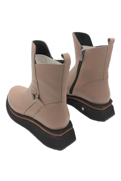 Hakiki Deri Vizon Fermuarlı Günlük Kadın Bot - Resim 4