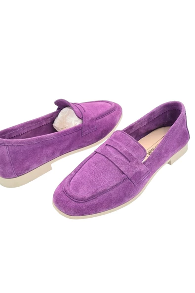 Hakiki Deri Mor Kadın Günlük Ayakkabı - 6