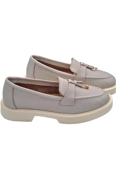 Hakiki Deri Açık Gri Kadın Günlük Ayakkabı ürün görseli 1