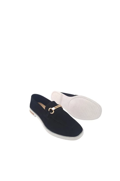 Hakiki Deri Toka Detaylı Siyah Süet Kadın Günlük Ayakkabı Modeli - 3