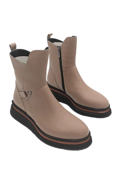 Hakiki Deri Vizon Fermuarlı Günlük Kadın Bot - Resim 2