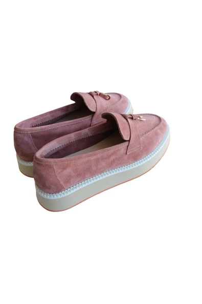 Gerçek Deri Pudra Süet Günlük Kadın Ayakkabı - Resim 8