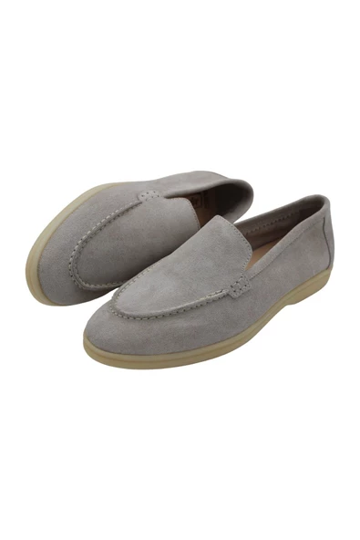 Hakiki Deri Açık Bej Kadın Günlük Ayakkabı Loafer Makosen Babet - 6