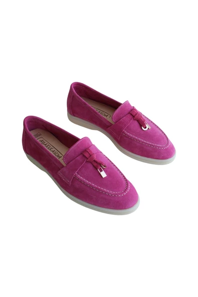 Hakiki Deri Fuşya Süet Günlük Kadın Ayakkabı - 4