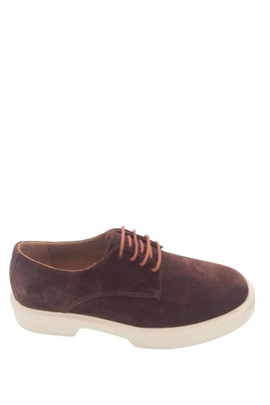 Hakiki Deri Kahverengi Bağcıklı Günlük Kadın Ayakkabı ürün görseli 1