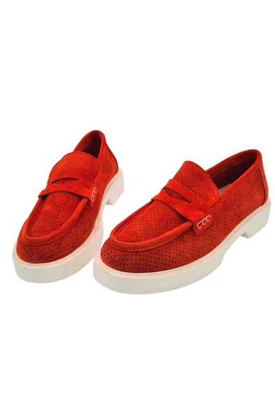 Gerçek Deri Kadın Turuncu Günlük Yazlık Ayakkabı - 5