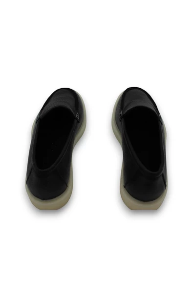 Hakiki Deri Siyah Kadın Kışlık Ayakkabı - Resim 3