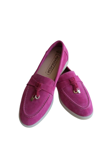Hakiki Deri Fuşya Süet Günlük Kadın Ayakkabı - 7