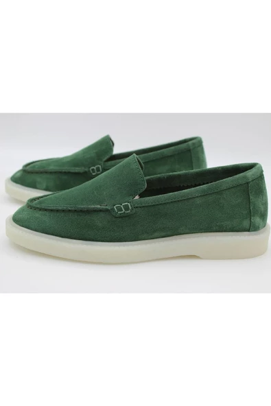 Hakiki Deri Yeşil Kadın Günlük Ayakkabı Babet Loafer Makosen - 5