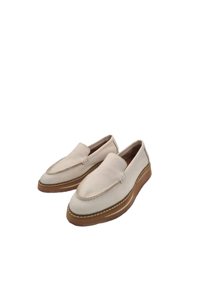 Gerçek Deri Bej Kadın Günlük Ayakkabı - Resim 6