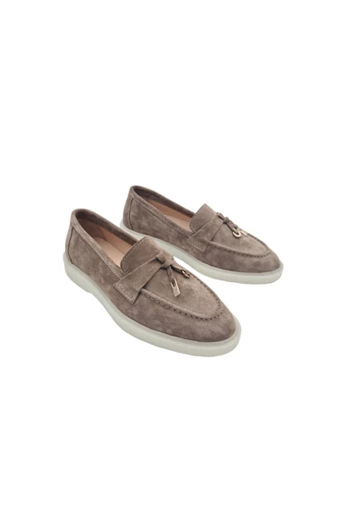 Gerçek Deri Bej Günlük Kadın Ayakkabı - Resim 3