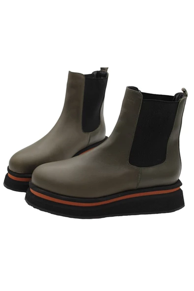 Gerçek Deri Haki Günlük Çok Hafif Kadın Chelsea Bot - Resim 6