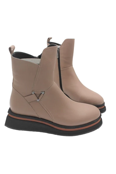 Hakiki Deri Vizon Fermuarlı Günlük Kadın Bot - Resim 3