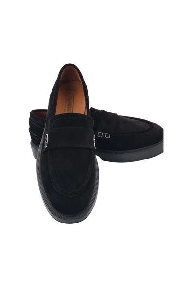 Gerçek Deri Siyah Süet Günlük Kadın Ayakkabı - 3