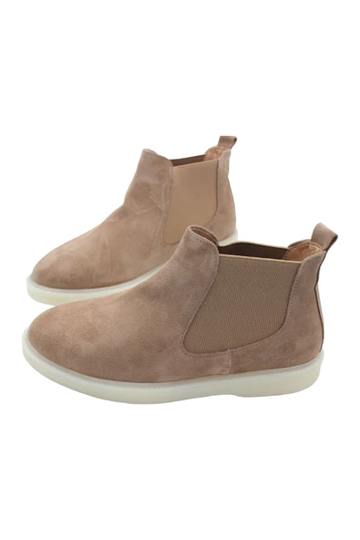 Gerçek Deri Bej Süet Günlük Kadın Bot - 5