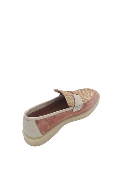 Hakiki Deri Keten Detaylı Kadın Ayakkabı Loafer Babet Makosen - 3