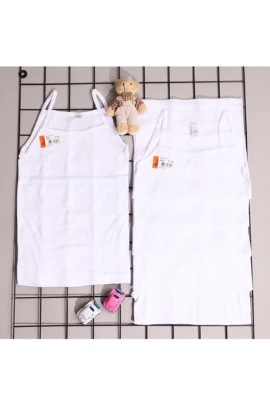 İlke Kız Çocuk Biyeli İp Askılı Atlet 325 - 6 Adet  Beyaz 6 No:8-9 Yaş ürün görseli