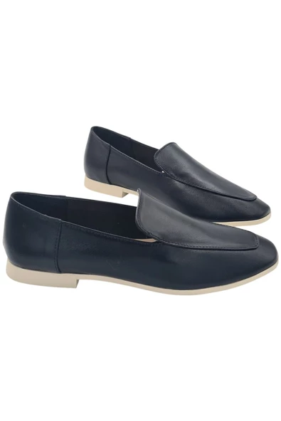 Hakiki Deri Siyah Günlük Kadın Ayakkabı Babet