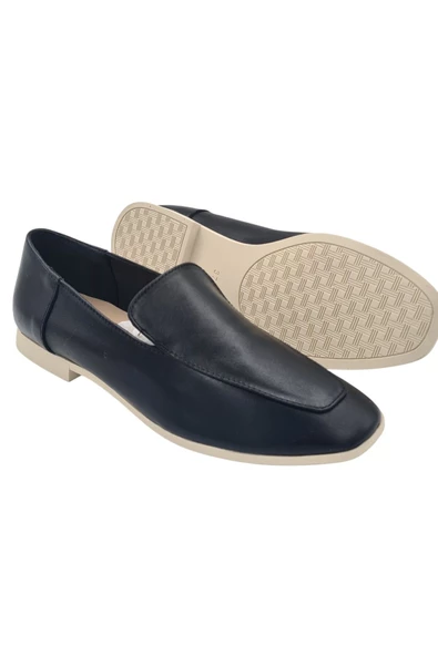 Hakiki Deri Siyah Günlük Kadın Ayakkabı Babet - 2