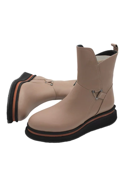 Hakiki Deri Vizon Fermuarlı Günlük Kadın Bot - Resim 5