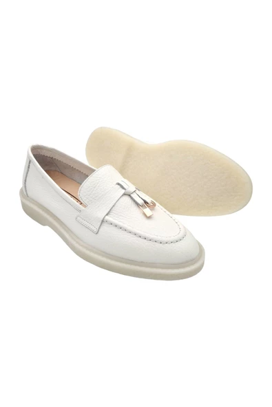 Gerçek Deri Beyaz Rahat Günlük Kadın Ayakkabı - 2
