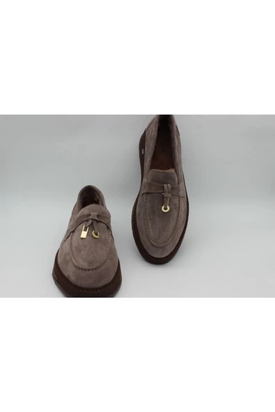 Hakiki Deri Vizon Kadın Ayakkabı Loafer Makosen Deri Günlük Tokalı Krklüloafer-252501 - 2