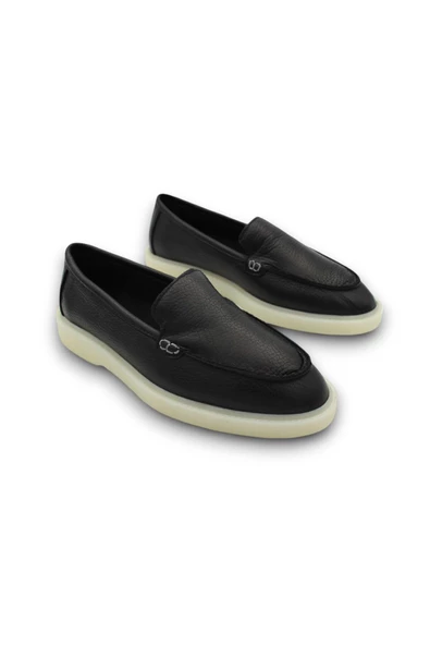 Hakiki Deri Siyah Kadın Kışlık Ayakkabı - Resim 2