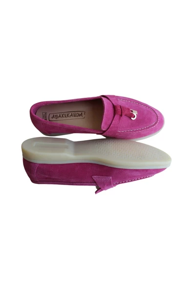 Hakiki Deri Fuşya Süet Günlük Kadın Ayakkabı - 2