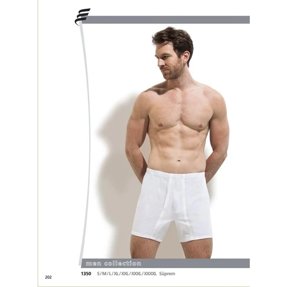 6 Adet Erdem 1350 %100 Pamuk Erkek Boxer  Beyaz XL - 3